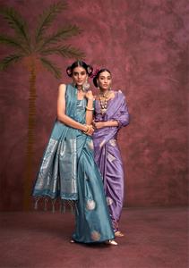 Newly Launched Pura Satin Banarasi Zari Saree Elegant Floral Design Ethnic <b>Silk</b> <b>fabric</b> perfect for wedding season - Product Image 2