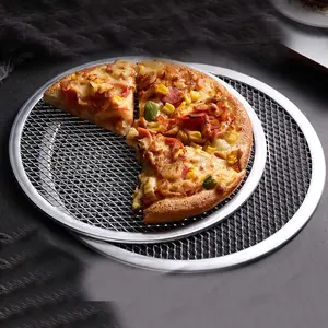 Diskon Besar Nampan Pizza Berlubang Layar Pizza Jala Aloi Aluminium untuk Dapur