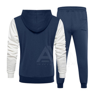 Conjunto de Sudadera con Capucha y Pantalones Deportivos para Hombre, Diseño Color Block, Cierre de Cremallera, Felpa, Ropa Deportiva Informal, Logotipo Personalizado, OEM, Venta al Por Mayor - Product Image 3