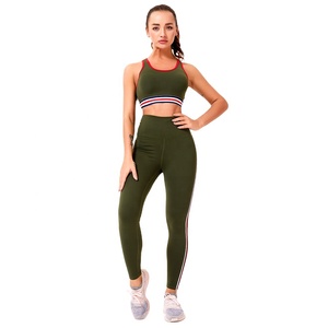 2022 pour Amazon vente chaude vêtements personnalisés grande taille femmes taille haute vêtements de Yoga Leggings sport soutien-gorge ensemble chaud pour les femmes Sho - Product Image 1