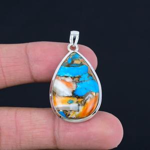 925 pendentif en argent Sterling Turquoise Spinner pierre précieuse pendentif fin bijoux 925 timbre argent cadeau de mariage femmes pendentif bijoux - Product Image 4