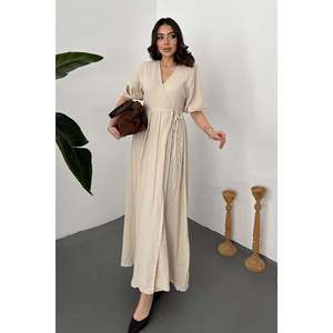 Beige <b>Muslin</b> Long <b>Dress</b> - Beige - Product Image 2