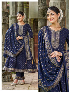 女性のためのヘビーデザイナーフォイルプリント<span class=keywords><strong>Re</strong></span>-yon KurtiとGharraraコレクション - Product Image 5