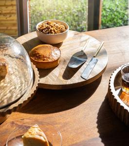 Plateau tournant en bois d'acacia Lazy Susan pour table à manger, plateau rond en bois pour servir du vin, du fromage - Product Image 4