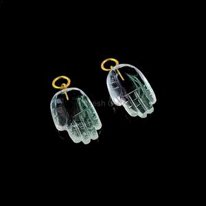 Natural <b>Crystal</b> Quartz Hand Carved Gemstone Briolette Charms 925 Sterling Silver Jewelry Gold Plated <b>Pendant</b> Charm For Necklace - Product Image 5