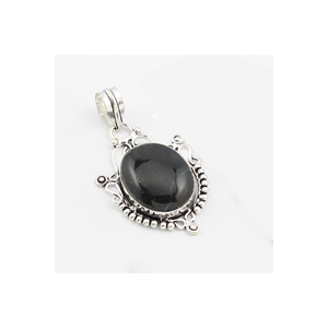 Onyx noir pierre précieuse pendentif Vintage fait à la main 925 solide en argent Sterling concepteur grand toutes les tailles pendentif en pierres précieuses cadeau pour elle - Product Image 2