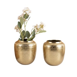 Jarrón de Flores de Metal de Aluminio de Diseño Clásico, Decoración Elegante para el Hogar, Juego de 2, Acabado Plateado Pulido y Martillado, Precio Más Bajo - Product Image 6
