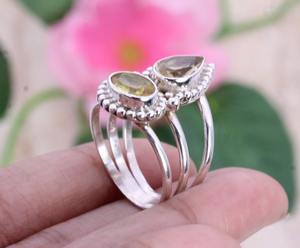 925 Solid Sterling Silver Rhodium Plated Handmade <b>Spinner</b> <b>Ring</b> with Natural Citrine Gemstone Prong Setting Best Design Jewelry - Product Image 3