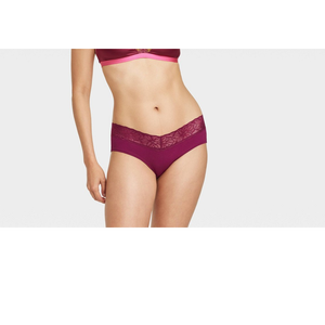 Culotte Hipster en Coton Violet Auden Berry pour Femme, Taille Mi-Basse avec Ceinture en Dentelle, Tailles S XL XXL XXXL - Teint Uni - Product Image 3