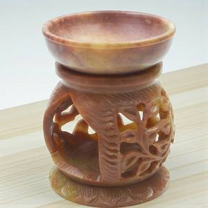 Brûleur à huile pour bougies chauffe-plat en pierre ollaire naturelle |   Décoration d'intérieur artisanale en pierre |   Relaxation et aromathérapie |   Vente en gros - Product Image 2