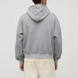 เสื้อฮู้ดหลวมกระเป๋าหน้าสีทึบมีฮู้ดสำหรับผู้ชายกำหนดโลโก้ได้เอง - Product Image 2