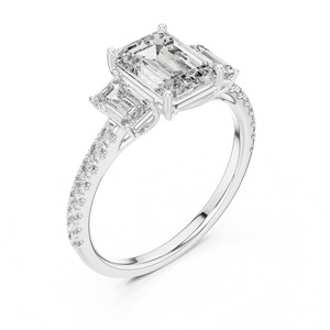 1.75ct <b>Emerald</b> Cut Moissanite 3 Stone <b>Ring</b> 925 Sterling <b>Silver</b> Bridal Fine Jewelry Wholesale Engagement Wedding Luxury Statement - Product Image 3