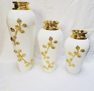 Good Quality Glass White Blue Gold Vase for Home Decoration And Wedding <b>Mirrored</b> Table Marriage Table Flower Vase - Product Image 1