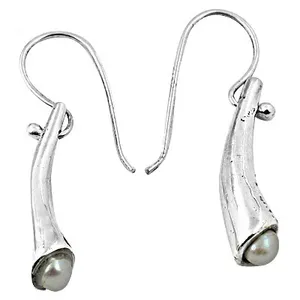 Boucles d'oreilles pendantes en argent 925 avec perle pour femmes, bijoux élégants et tendance - Product Image 1