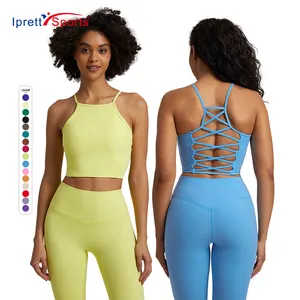 2023 New Sexy Fitness&Yoga Wear Thin Strappy Sports Bra For Women With Removable Pads Cross Back Yoga Crop Top Vest