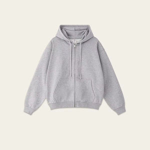 Sudadera con capucha unisex con cremallera de algodón pesado logotipo personalizado bordado Diseño de gran tamaño patrón sólido fabricación de ropa de calidad - Product Image 2