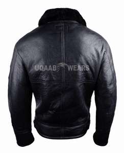 Chaquetas de Cuero de Piel de Oveja Auténtica RAF para Hombre, Chaqueta de Piloto de Aviador con Forro Cálido de Piel, Chaqueta de Cuero de Aviador al por Mayor - Product Image 5