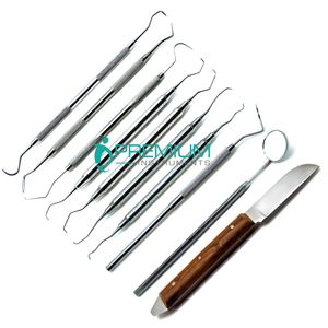 10 pièces Kit d'examen dentaire Curettes détartreur Explorer miroir et remplissage ensemble dentaire en acier inoxydable instruments chirurgicaux CE - Product Image 6