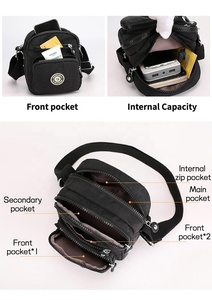 Women's Vintage Fashion Crossbody <strong>Bag</strong> Mini Multi-Pocket Nylon Waterproof Candy Casual Small <strong>Bag</strong> Mobile Phone Features 8 Colors - Product Image 4