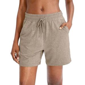 Pantalones cortos de cintura alta personalizados para mujer, Material de algodón con cordón para verano, playa, correr, playa, pantalones cortos para mujer con bolsillos - Product Image 1