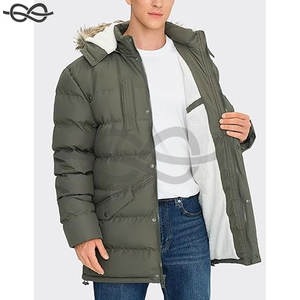 Abrigos largos de invierno para hombre Chaquetas gruesas aisladas con capucha hinchadas resistentes al agua cálidas con Capucha ajustable - Product Image 2