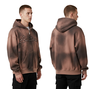 Sudaderas con capucha de 100% algodón para hombre, con estampado Digital de corte Regular, logotipo sólido, forro polar personalizado, 300g, ropa de calle, Invierno - Product Image 3