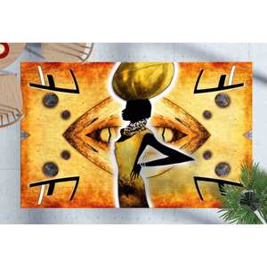 Tapis à motif femme africaine, Tapis femme africaine, Tapis africain, Tapis ethnique, Tapis en velours - Product Image 1