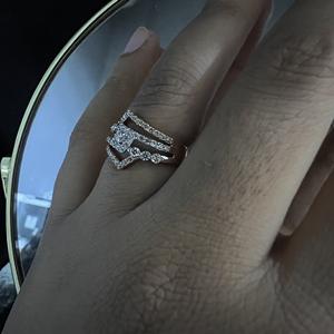 Elegante anillo de oro amarillo sólido de 18 quilates para novia y aniversario, Diamante Real certificado, regalo de joyería de compromiso de 14K - Product Image 2