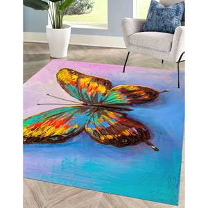 Alfombra con Diseño de Mariposas: Arte Abstracto Colorido, Adorno para Entrada, Alfombra de Chenilla - Product Image 4