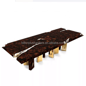 Juego de mesa de comedor de lujo Boca Do Lobo Empire, 8 sillas doradas de acero inoxidable, diseño moderno de madera maciza para bares de Hotel en casa - Product Image 6