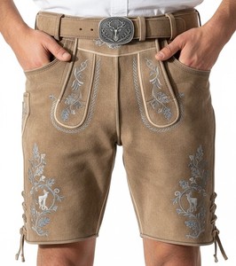 Nuevos Pantalones Cortos de Cuero de Cabra Estilo Bávaro Antiguo para Hombre, Cintura Media, Transpirables, Diseño Wildbock, Todas las Tallas, Oktoberfest - Product Image 6