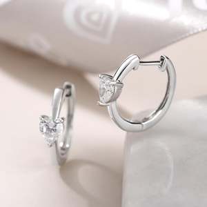 Jeulia Forever Lasting <b>Heart</b> Cut <b>Sterling</b> <b>Silver</b> Hoop <b>Earrings</b> Perfect Gift - Product Image 6