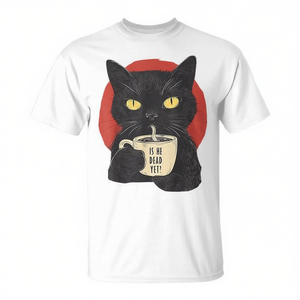 T-shirt vintage con gatto nero divertente: È morto già? - Prodotto promozionale in omaggio - Product Image 2