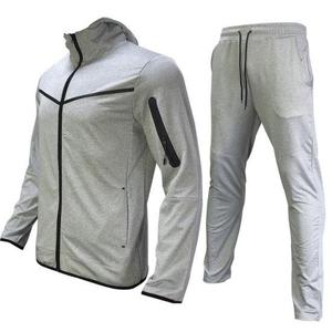 Survêtement homme coupe étroite 100% coton polaire technique Logo personnalisé Survêtement de jogging d'hiver Logo latéral grande taille col à capuche imprimé - Product Image 5