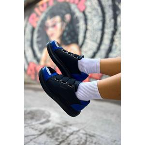 <span class=keywords><strong>Ch251</strong></span> của phụ nữ tập thể dục Giày đi bộ với GST gương lông màu đen/SAX màu xanh - Product Image 2