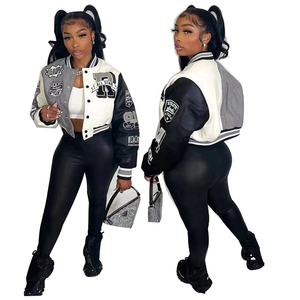 Veste universitaire Letterman veste avec logos personnalisés et patchs en chenille à la vente en gros pour les femmes - Product Image 1