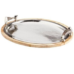 Plateau de service en métal décoratif brillant et poli, qualité durable, pour servir des salades et des fruits, hôtels, restaurants - Product Image 6