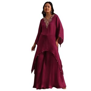 Costume Kurta Palazzo brodé de vin, vente en gros de vêtements ethniques pour femmes, fournisseur d'usine OEM, tenue de fête personnalisée pour les mariages - Product Image 2