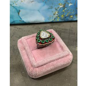 Superbe bague élégante réglable Kundan en plaqué or de haute qualité pour la fonction et la collection de vêtements de mariage pour les femmes - Product Image 1