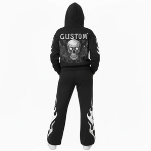 Ensemble sweat-shirt et jogging imprimé délavé surdimensionné, décontracté, 100% coton molletonné, motif de survêtement unisexe - Product Image 4