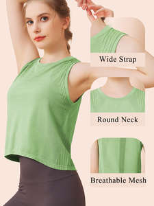 Camiseta sin mangas deportiva informal de verano para mujer, chaleco de Yoga de punto transpirable de secado rápido, entrenamiento corto transfronterizo al por mayor - Product Image 6