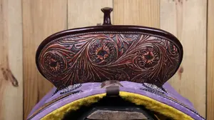 Selle de baril western artisanale violette en cuir véritable 100% cuir de vache de qualité supérieure, confortable et durable pour le ranch et le roping - Product Image 5