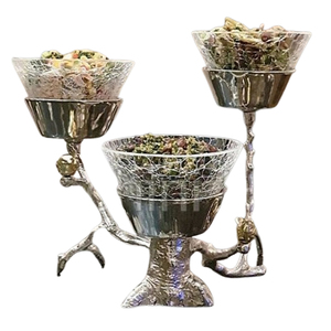 Juego de 2 cuencos decorativos chapados en oro con bandeja, Material de mármol de aluminio para servir comida, fruta, cuenco de excelente calidad - Product Image 3