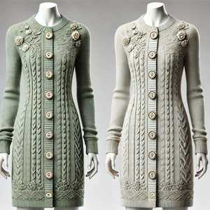 Women's Casual Cartoon V-Neck <b>Cardigan</b> Sweater with Lace Flowers Standard <b>Thickness</b> Knitted Design - Product Image 4