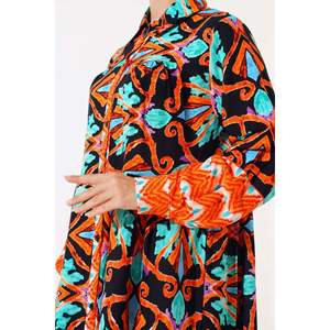 Robe Viscose Boutonnée Brique Noire - Product Image 4