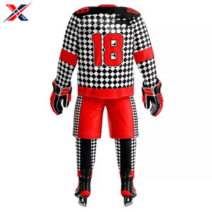 ชุดยูนิฟอร์มฮ็อกกี้น้ำแข็งสำหรับผู้ใหญ่ชุดเล่นกีฬาแขนยาวสีดำและสีแดง - Product Image 5