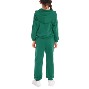 Venta al por mayor transpirable niños cremallera chándal Jogger Conjunto 2 uds algodón sólido patrón en blanco para niños y niñas - Product Image 3