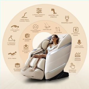 Chaise de massage pratique de haute qualité avec inclinaison zéro gravité, commandes vocales, oscillation des mollets et triple rouleaux pour les pieds - Product Image 3