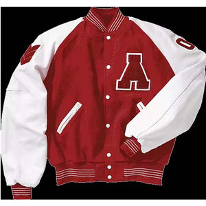 High-Street unisexe rayures bas et col montant serviette patchs de broderie laine et cuir manches hommes varsité vestes Style de rue - Product Image 4