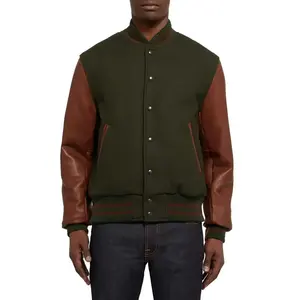 Chaqueta cortavientos de béisbol de lona al por mayor, chaqueta universitaria de secado rápido, personalizada, impermeable, talla grande, cuello levantado para hombre, logotipo frontal - Product Image 1